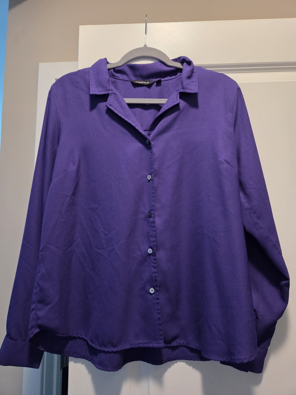 Wardrobe Purple Button-Up Blouse Large
